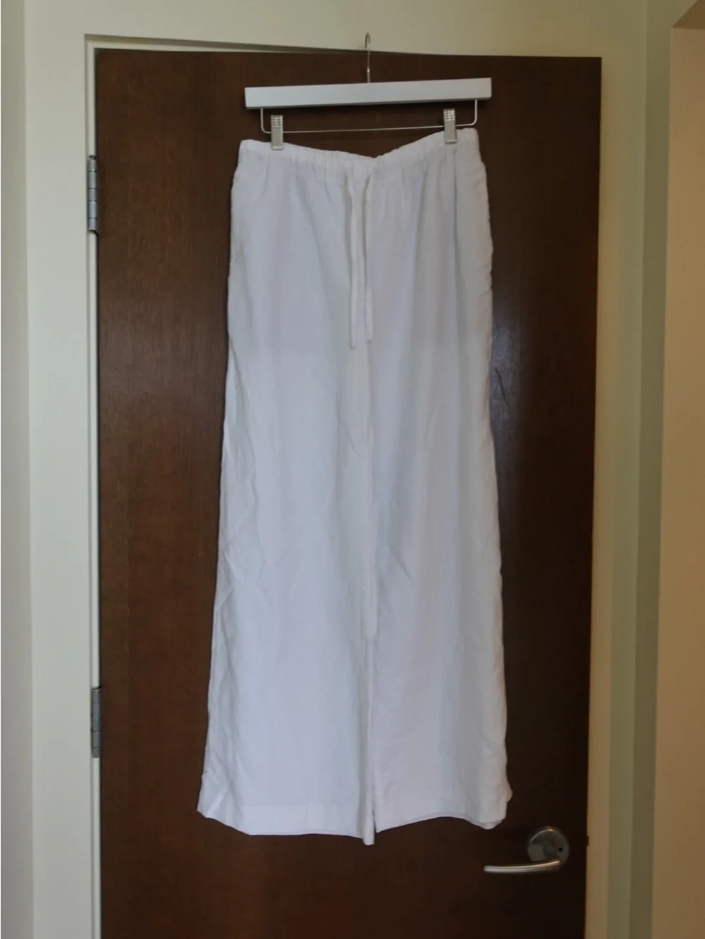 Wilfred White Wide-Leg Linen Pants with Drawstring